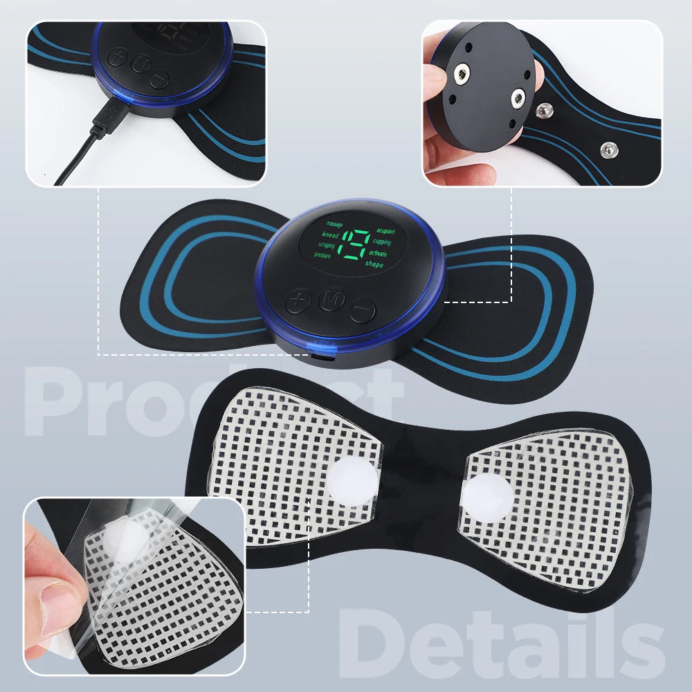 Electric Neck Massager EMS Muscle Massage Stimulator Low Frequency Instrument Back Cervical Calf Patches Pain Joints Mini Device