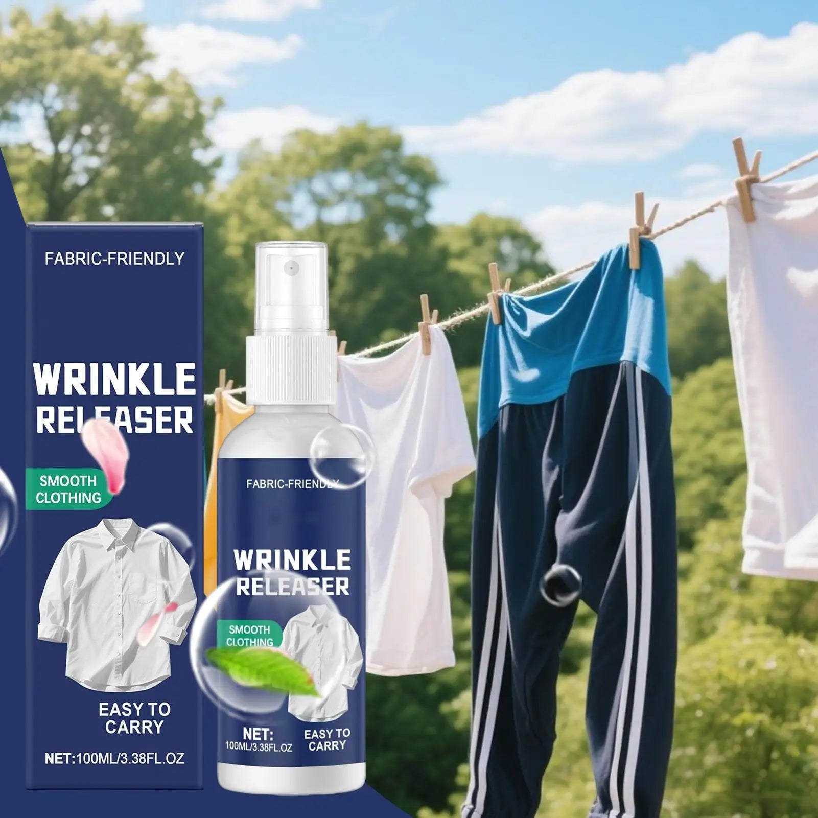 Ironing Spray for Clothes, 100ml Anti-Static Wrinkle Release Spray, Travel-Size Ironing Aid for Home, Dorm, Beach Vacation