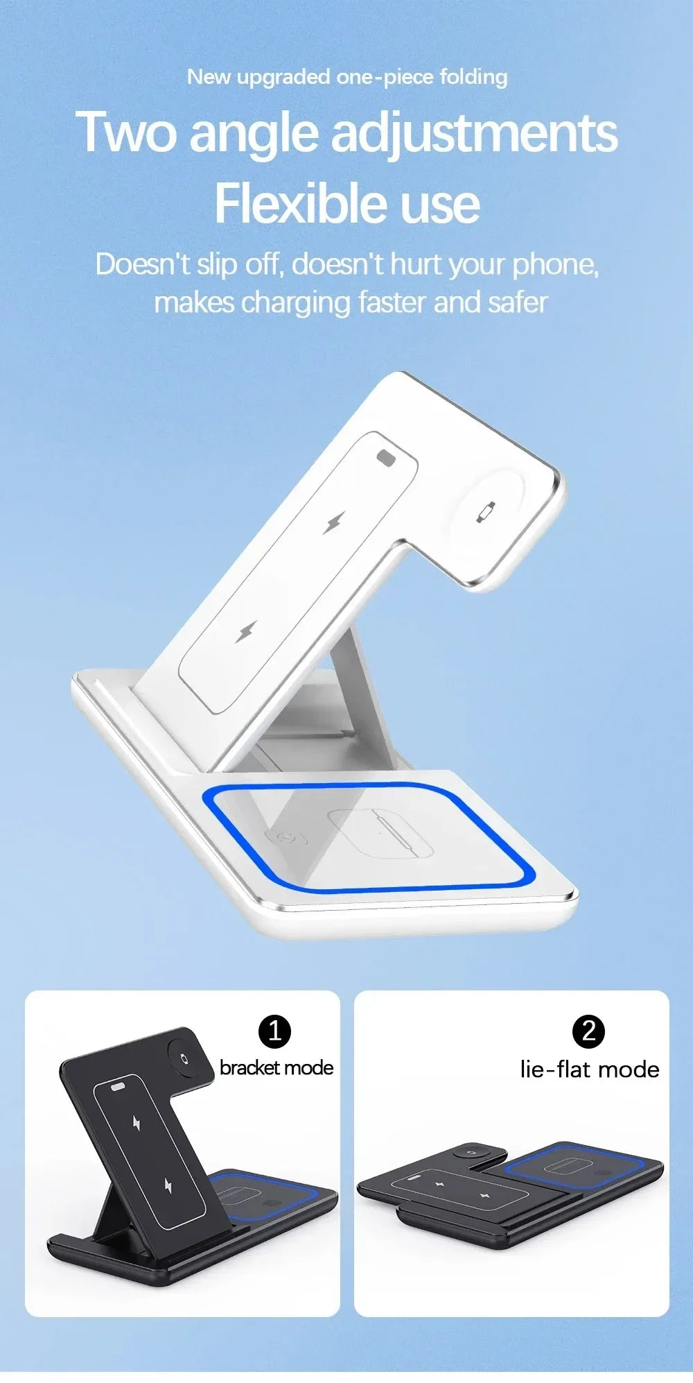 3-in-1 30W Foldable Magnetic Wireless Charging Station with LED – Fast Charger Stand for iPhone 16/15 Pro Max, Apple Watch & AirPods
