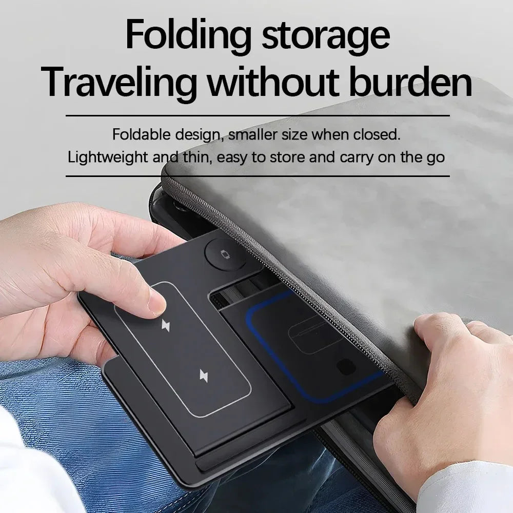3-in-1 30W Foldable Magnetic Wireless Charging Station with LED – Fast Charger Stand for iPhone 16/15 Pro Max, Apple Watch & AirPods