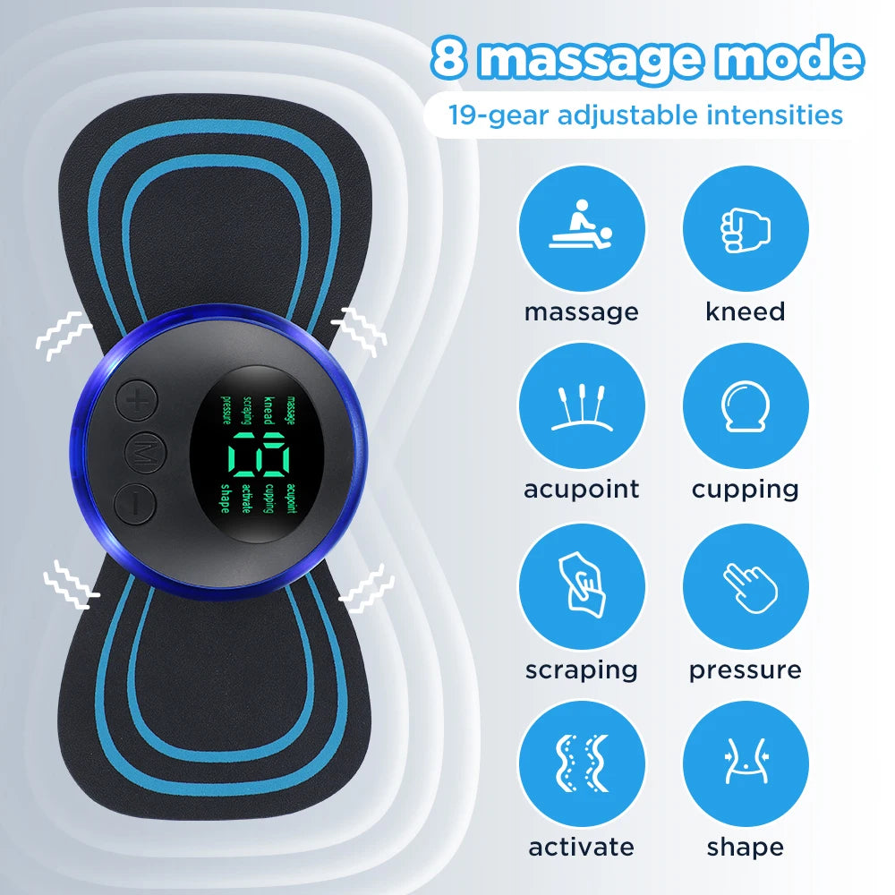 Electric Neck Massager EMS Muscle Massage Stimulator Low Frequency Instrument Back Cervical Calf Patches Pain Joints Mini Device