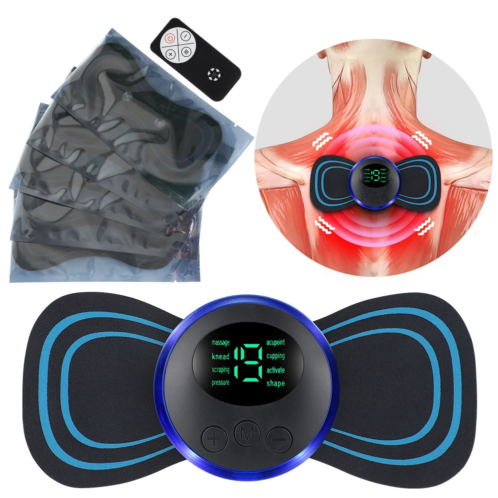 Electric Neck Massager EMS Muscle Massage Stimulator Low Frequency Instrument Back Cervical Calf Patches Pain Joints Mini Device