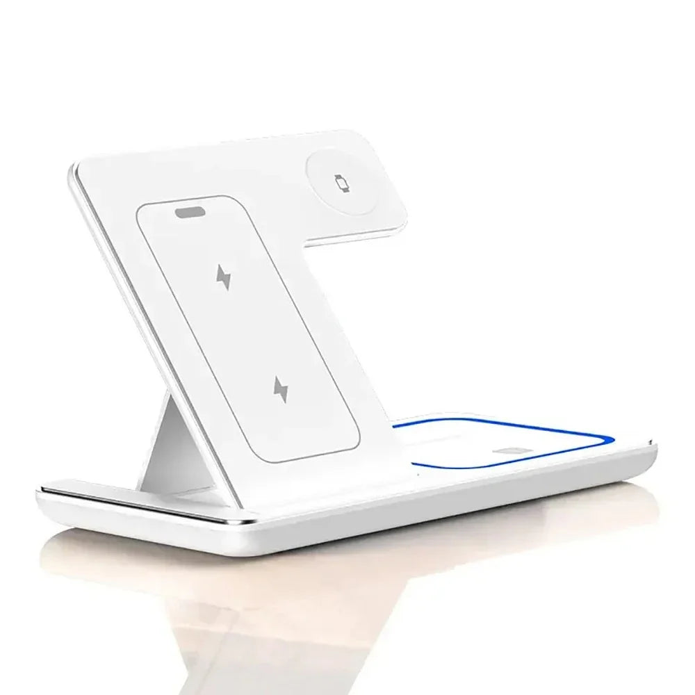 3-in-1 30W Foldable Magnetic Wireless Charging Station with LED – Fast Charger Stand for iPhone 16/15 Pro Max, Apple Watch & AirPods