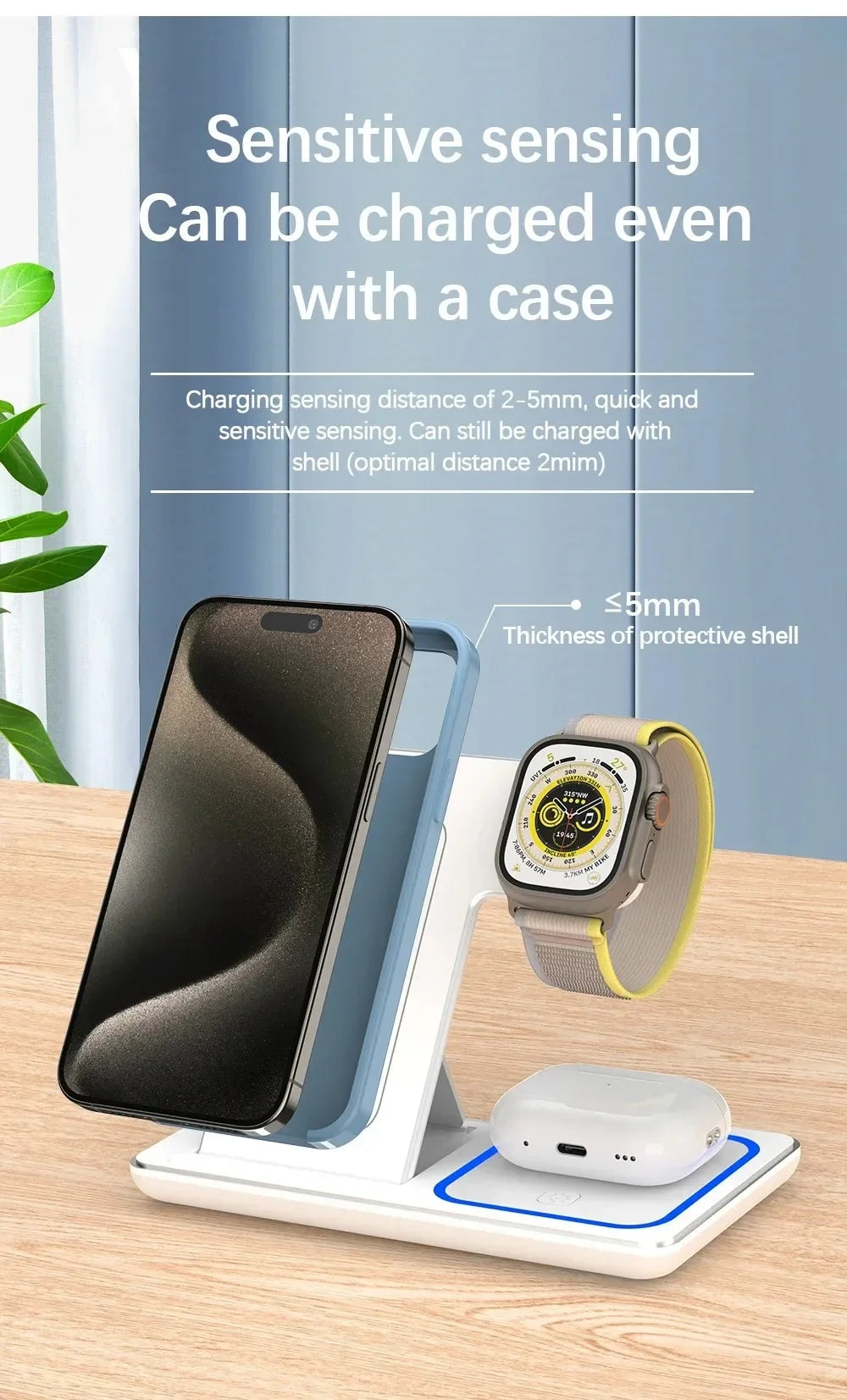 3-in-1 30W Foldable Magnetic Wireless Charging Station with LED – Fast Charger Stand for iPhone 16/15 Pro Max, Apple Watch & AirPods
